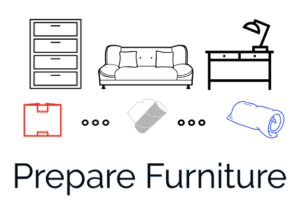 2. Using plastic wrap, cardboard and/or blankets, prepare and protect furniture for transport